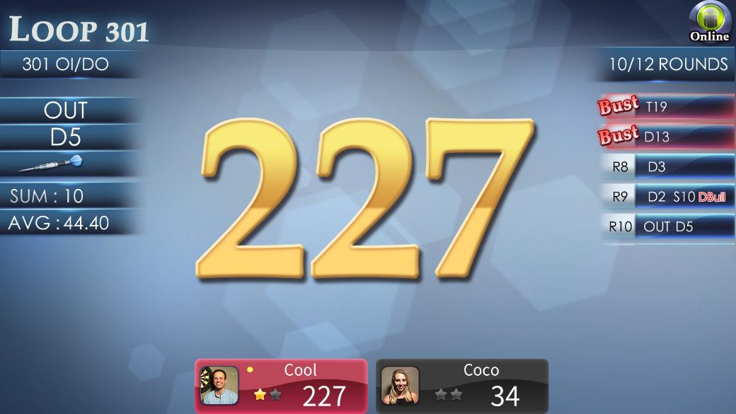 FidoDarts LOOP 301 Trainingsbildschirm